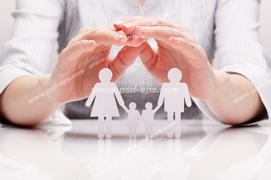 عکس با کیفیت نمادین حمایت از خانواده ها جهت تبلیغات شرکت های بیمه ای و سازمان های حمایتگر