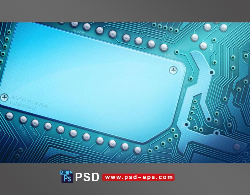 طرح لایه باز نمای نزدیک از قطعه سخت افزاری آبی رنگ