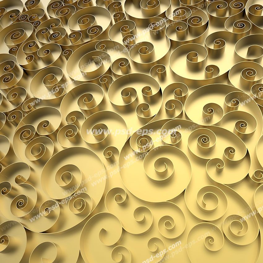 طرح دیوارپوش 3D یا سه بعدی یا پنل دکوراتیو با طرح شاخه هایی پیچکی به رنگ طلایی