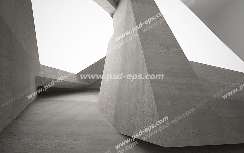 عکس با کیفیت دیوار سه بعدی یا دیوارپوش 3D با طرح تکه های از دیوار های بزرگ بتنی