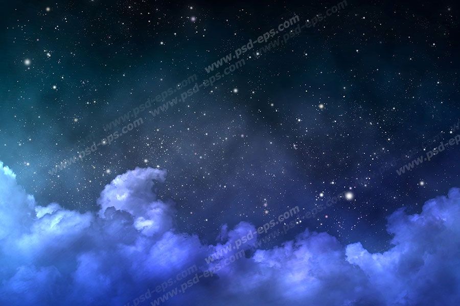 عکس با کیفیت آسمان پر از ستاره با ابرهای کیهانی مناسب آسمان مجازی یا تایل سقفی
