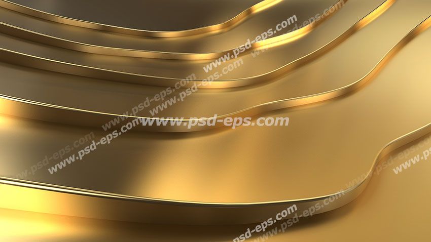 طرح دیوارپوش 3D یا سه بعدی یا پنل دکوراتیو طلایی به شکل لایه های طلای مایع بر روی هم
