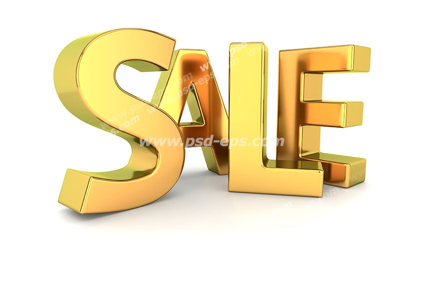 عکس با کیفیت تبلیغاتی سه بعدی طلایی درخشان کلمه انگلیسی تخفیف به معنی تخفیف