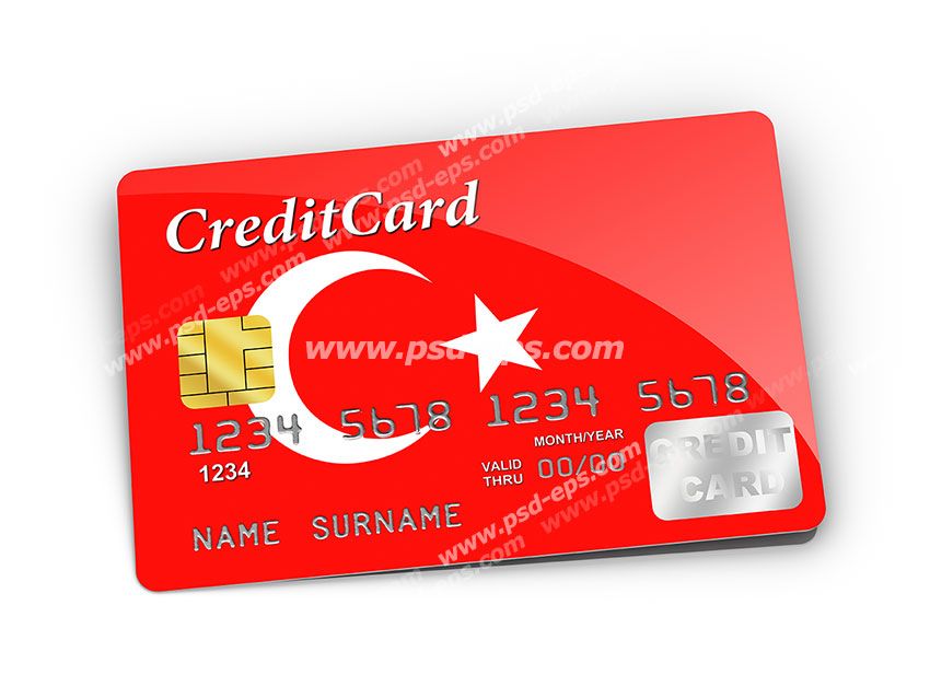 عکس با کیفیت تبلیغاتی کارت اعتباری که پرجم ترکیه روی آن حک شده است