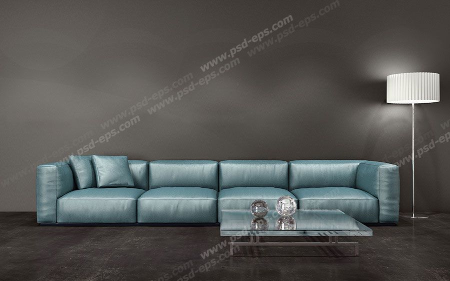 عکس با کیفیت تبلیغاتی مبل راحتی نقره ای و آباژور در کنار آن