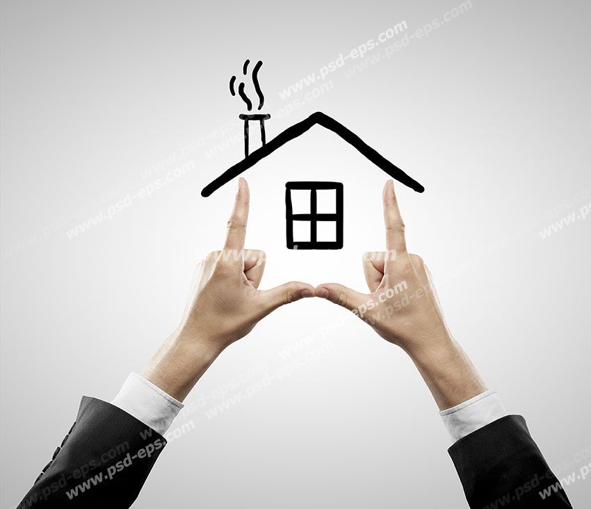 عکس با کیفیت تبلیغاتی تکمیل تصویر خانه با دو دست