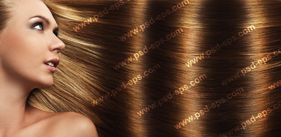 عکس با کیفیت تبلیغاتی نیم رخ صورت زن با موهای قهوه ای طلایی موج دار