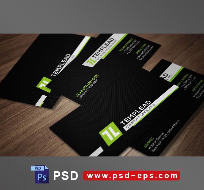 کارت ویزیت لایه باز شرکتی ، شخصی و رسمی و انواع مشاغل با طراحی بسیار شیک و زیبا و رنگ بندی مشکی و سبز و سفید